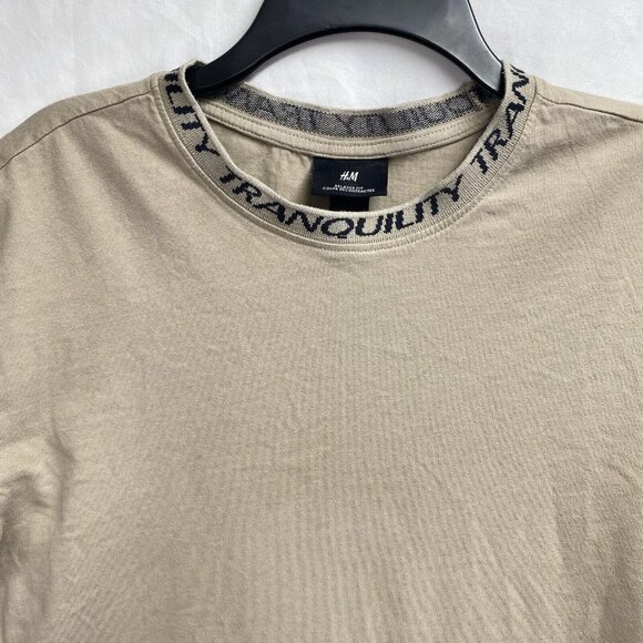 H&M Relaxed Fit Short Sleeve T-Shirt Men Small Beige 100% Cotton Crew Neck - Picture 5 of 16